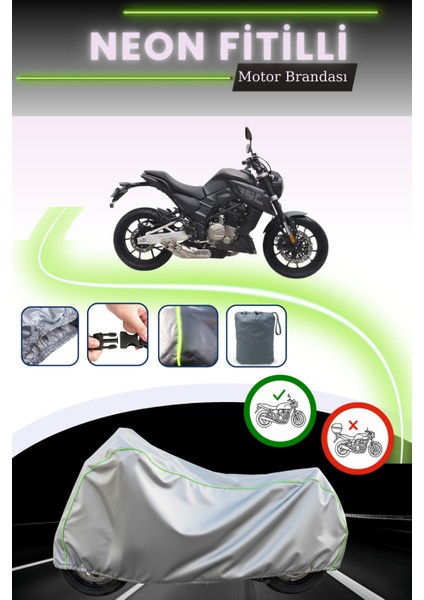 Gri Neon Fitilli Arora Sk 250 K Uyumlu Motosiklet Brandası
