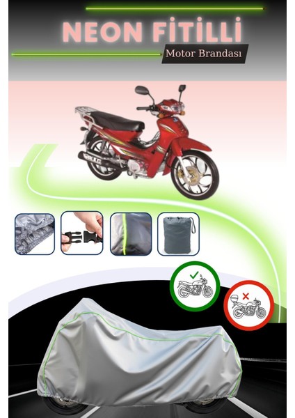 Gri Neon Fitilli Bisan Roadstar Cub Uyumlu Motosiklet Brandası