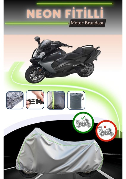 Gri Neon Fitilli Bmw C 650 Gt Uyumlu Motosiklet Brandası