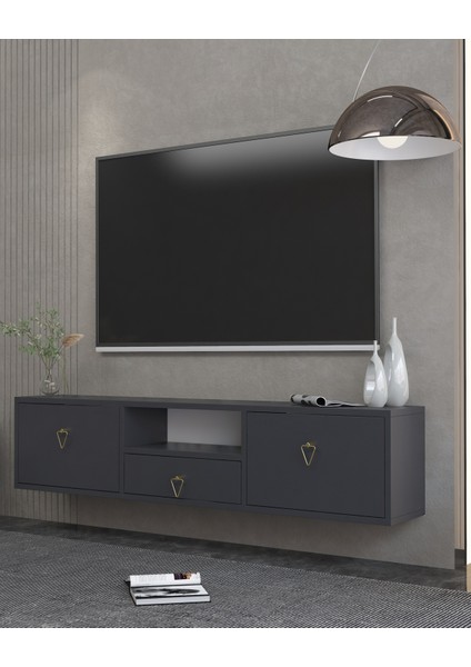 1303DROPDH-1 Tv Sehpası Antrasit-Altın Kulp fiyatları