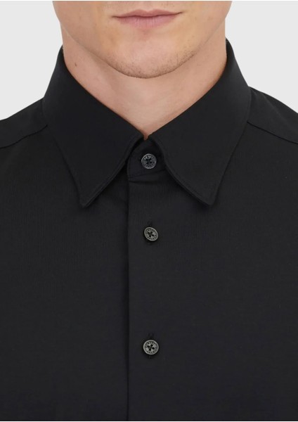 Siyah Düz Casual Fit Casual Pamuk Karışımlı Gömlek modelleri