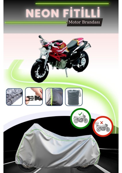 Gri Neon Fitilli Ducati Monster 796 Uyumlu Motosiklet Brandası