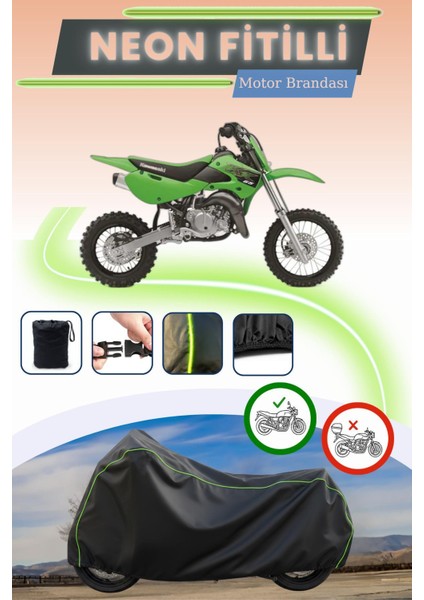 Siyah Neon Fitilli Kawasaki Kx 65 Uyumlu Motor Brandası