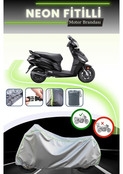 Gri Neon Fitilli Hero Dash Vx 110 Uyumlu Motosiklet Brandası
