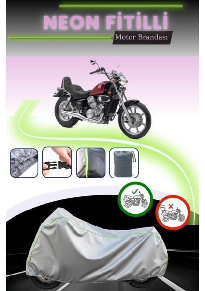 Gri Neon Fitilli Kawasaki Vn 750 Vulcan Uyumlu Motosiklet Brandası