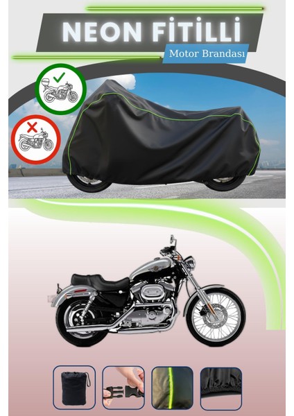 Siyah Arka Çanta Uyumlu Neon Fitilli Harley Davidson Sportster Custom XL1200C Uyumlu Motor Brandası