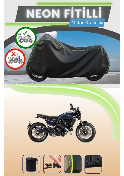 Siyah Arka Çanta Uyumlu Neon Fitilli Ducati Scrambler Nightshift Uyumlu Motor Brandası