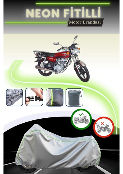 Gri Neon Fitilli Kuba Cg 100 Uyumlu Motosiklet Brandası
