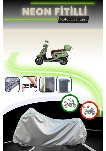 Gri Neon Fitilli Altai Ristretto 125 Uyumlu Motosiklet Brandası