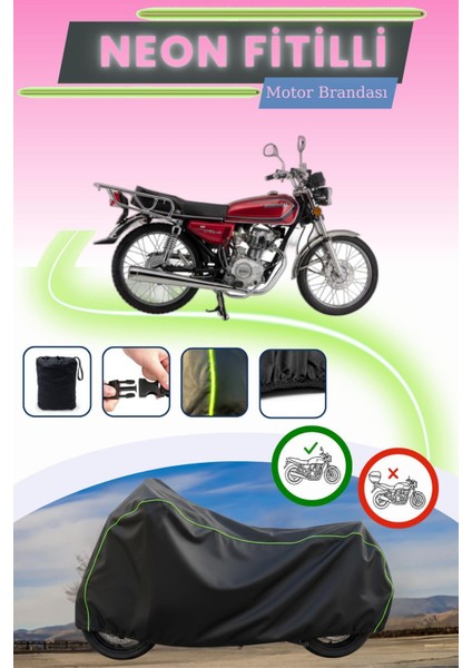 Siyah Neon Fitilli Mondial 100 Masti Uyumlu Motor Brandası