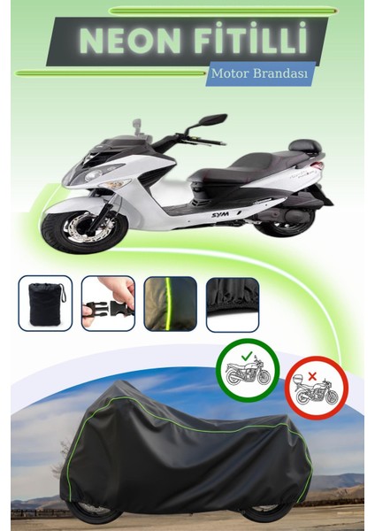 Siyah Neon Fitilli Sym Joyride Evo 200 Uyumlu Motor Brandası