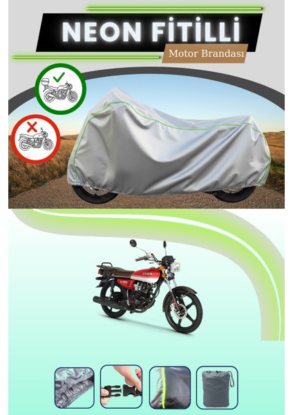 Gri Arka Çanta Uyumlu Neon Fitilli Kuba Cg 50 Pro New Uyumlu Motosiklet Brandası
