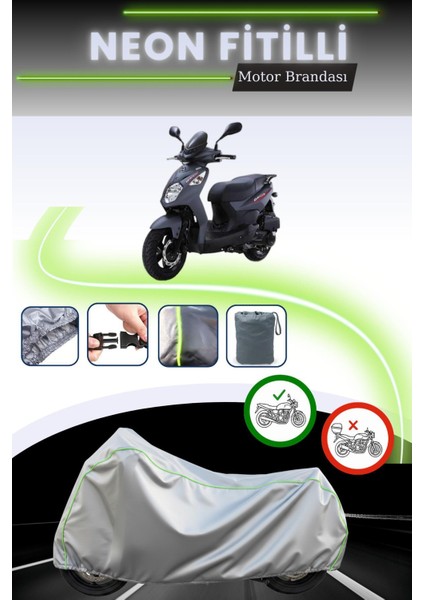 Gri Neon Fitilli Sym Orbit Iı 125 Uyumlu Motosiklet Brandası