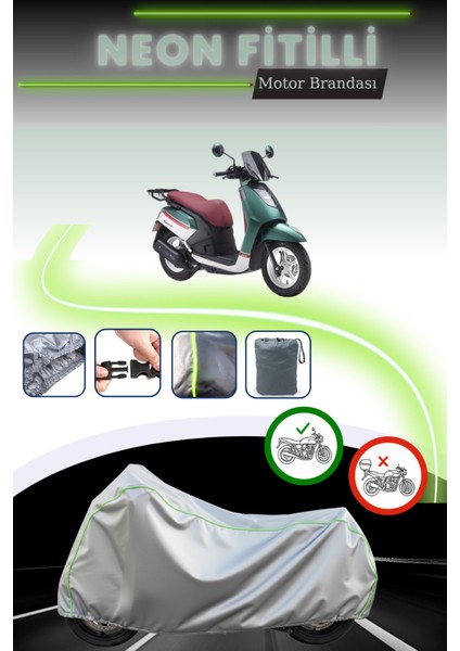 Gri Neon Fitilli Arora Gemma 125 Uyumlu Motosiklet Brandası