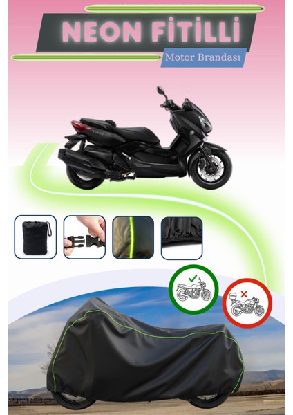 Siyah Neon Fitilli Yamaha X-Max 300 Iron Max Abs Uyumlu Motor Brandası