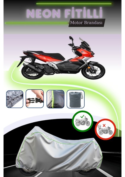 Gri Neon Fitilli Voge Sr1 Adv Uyumlu Motosiklet Brandası