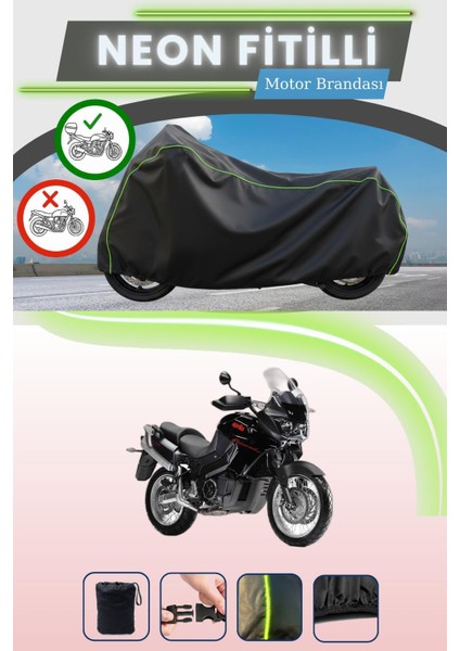 Siyah Arka Çanta Uyumlu Neon Fitilli Aprilia Caponord 1000 Etv Uyumlu Motor Brandası