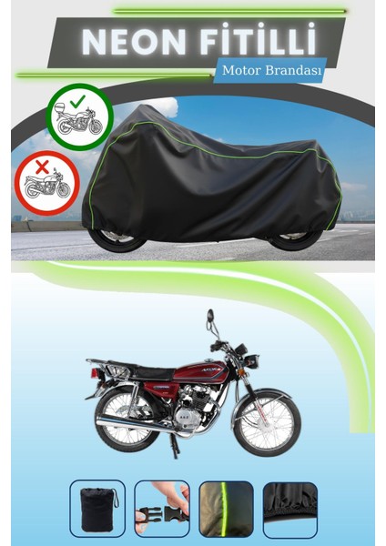 Siyah Arka Çanta Uyumlu Neon Fitilli Arora Ar 100-8 Sport Uyumlu Motor Brandası