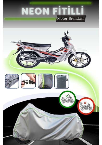 Gri Neon Fitilli Falcon Kmt 50 Magic Uyumlu Motosiklet Brandası
