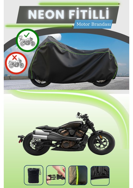 Siyah Arka Çanta Uyumlu Neon Fitilli Harley Davidson Sportser S Uyumlu Motor Brandası