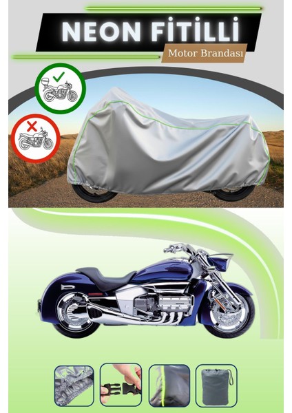 Gri Arka Çanta Uyumlu Neon Fitilli Honda Valkyrie Rune Uyumlu Motosiklet Brandası