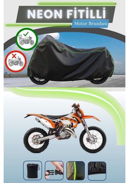 Siyah Arka Çanta Uyumlu Neon Fitilli Ktm 125 Exc Uyumlu Motor Brandası