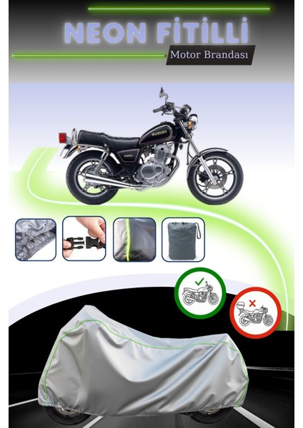 Gri Neon Fitilli Suzuki Gn 250 Uyumlu Motosiklet Brandası