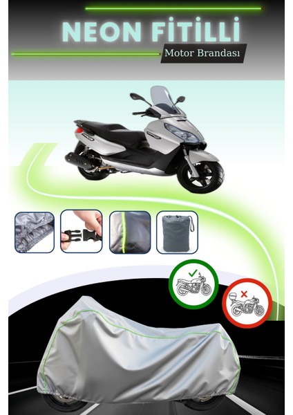 Gri Neon Fitilli Piaggio X8 400 Ie Uyumlu Motosiklet Brandası