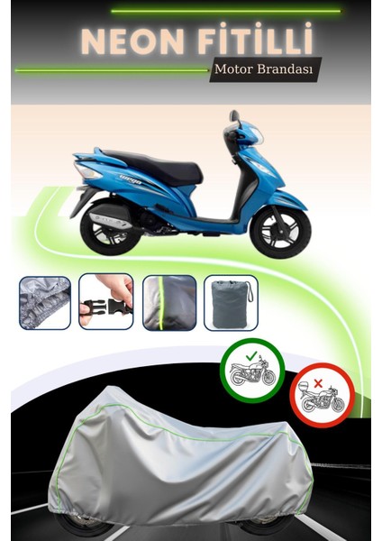 Gri Neon Fitilli Tvs Wego Uyumlu Motosiklet Brandası