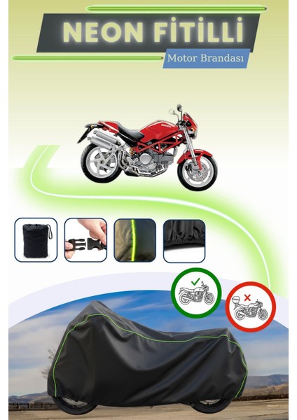 Siyah Neon Fitilli Ducati S2R 800 Uyumlu Motor Brandası