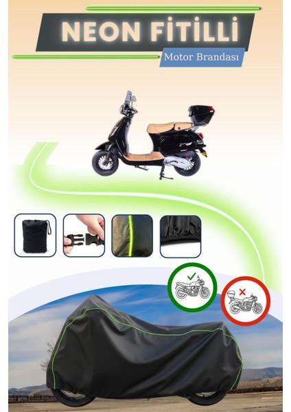 Siyah Neon Fitilli Falcon Cooper 50 Uyumlu Motor Brandası