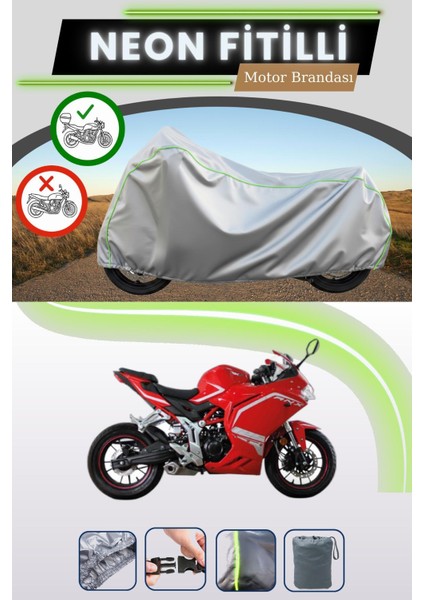 Gri Arka Çanta Uyumlu Neon Fitilli Rks Rnx Uyumlu Motosiklet Brandası