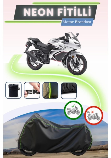 Siyah Neon Fitilli Kawasaki Ninja 250R Uyumlu Motor Brandası