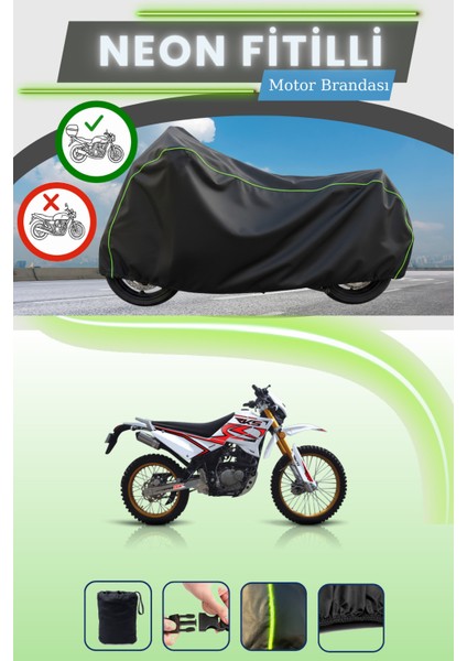 Siyah Arka Çanta Uyumlu Neon Fitilli Rks RK200-R Uyumlu Motor Brandası