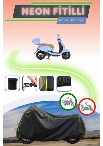 Siyah Neon Fitilli Kanuni Visal 125 Uyumlu Motor Brandası