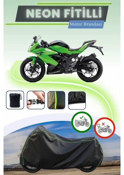 Siyah Neon Fitilli Kawasaki Ninja 250SL Uyumlu Motor Brandası