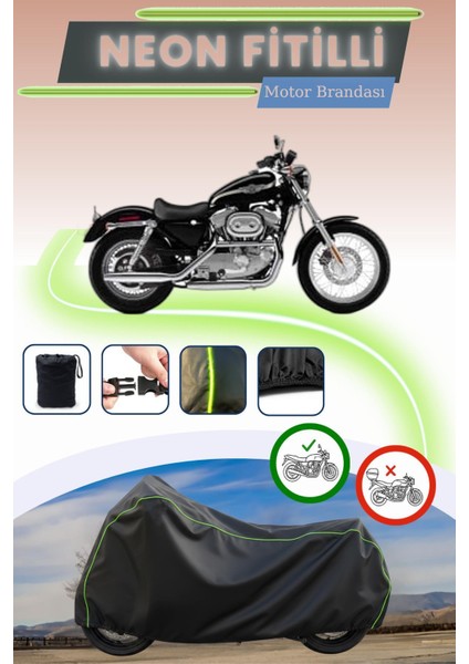 Siyah Neon Fitilli Harley Davidson Sportster XL883 Uyumlu Motor Brandası