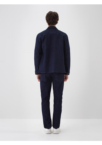 Erkek Lacivert Pamuk Dokulu Slim Fit Denim Pantolon modelleri