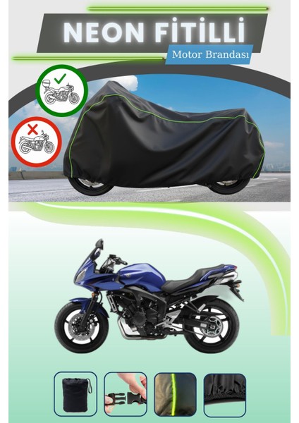 Siyah Arka Çanta Uyumlu Neon Fitilli Yamaha Fz6 Fazer Uyumlu Motor Brandası