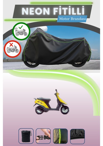Siyah Arka Çanta Uyumlu Neon Fitilli Aprilia Amico 50 Uyumlu Motor Brandası