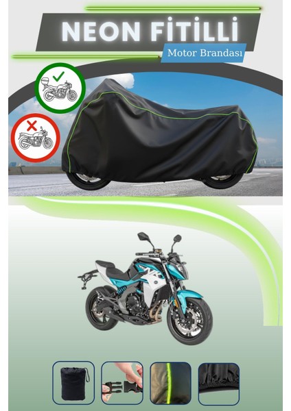 Siyah Arka Çanta Uyumlu Neon Fitilli Cfmoto 400NK Uyumlu Motor Brandası