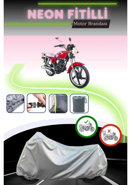 Gri Neon Fitilli Yuki Yk 100-2A Apollo Uyumlu Motosiklet Brandası