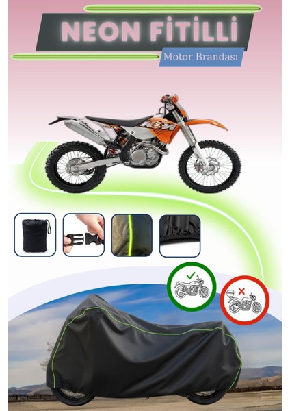 Siyah Neon Fitilli Ktm 400 Exc Uyumlu Motor Brandası