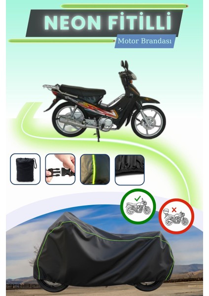 Siyah Neon Fitilli Mondial 100 Ukh Uyumlu Motor Brandası