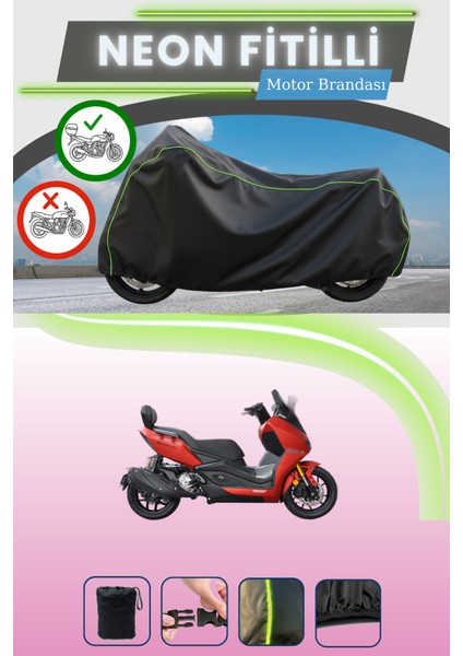 Siyah Arka Çanta Uyumlu Neon Fitilli Yuki Huracan TR250T Uyumlu Motor Brandası