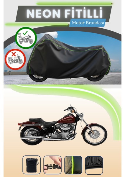 Siyah Arka Çanta Uyumlu Neon Fitilli Harley Davidson Softail Standard Fxstı Uyumlu Motor Brandası