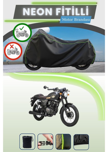 Siyah Arka Çanta Uyumlu Neon Fitilli Rks Cafe 152 Uyumlu Motor Brandası