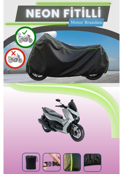 Siyah Arka Çanta Uyumlu Neon Fitilli Rks Rz 250S Uyumlu Motor Brandası