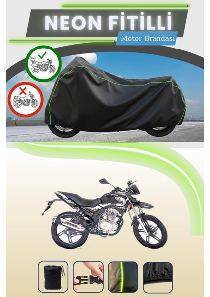 Siyah Arka Çanta Uyumlu Neon Fitilli Falcon Wonder 180 Uyumlu Motor Brandası