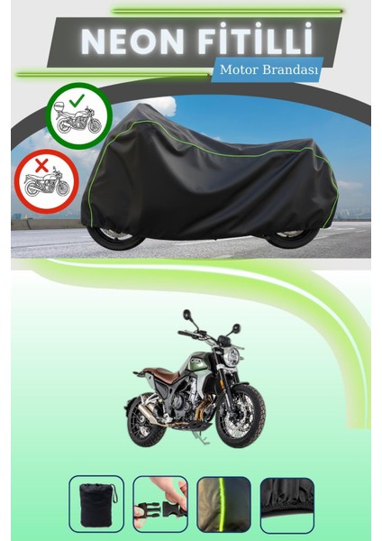 Siyah Arka Çanta Uyumlu Neon Fitilli Jawa Rvm 500 Scrambler Uyumlu Motor Brandası